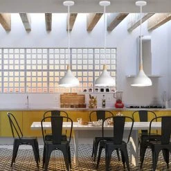 Promo 🥰 STOEX Lot De 2 Suspension En Métal Et Bois, Lustre Abat-jour Ø 20cm Luminaire E27 60W, Blanc ❤️ -Suspension Soldes 64093439 4