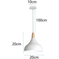 Promo 🥰 STOEX Lot De 2 Suspension En Métal Et Bois, Lustre Abat-jour Ø 20cm Luminaire E27 60W, Blanc ❤️ -Suspension Soldes 64093439 5