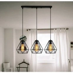 Meilleure vente 🛒 WYCTIN Hofuton Suspension Luminaire Industrielle 3 Tête Rétro Lustre Abat-jour Métal Noir Style 1 ⭐