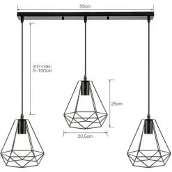 Meilleure vente 🛒 WYCTIN Hofuton Suspension Luminaire Industrielle 3 Tête Rétro Lustre Abat-jour Métal Noir Style 1 ⭐ -Suspension Soldes 64157348 3
