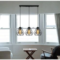 Meilleure vente 🛒 WYCTIN Hofuton Suspension Luminaire Industrielle 3 Tête Rétro Lustre Abat-jour Métal Noir Style 1 ⭐ -Suspension Soldes 64157348 5