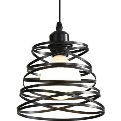 Acheter 🤩 GOECO Suspension Luminaire Industrielle Vintage, Lustre Industriel E27 Avec Abat-jour En Fil En Spirale, Lampe De Plafond Rétro En Métal Pour Restaurant Salon Chambre Cuisine Bar Couloir, Noir 🌟
