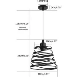 Acheter 🤩 GOECO Suspension Luminaire Industrielle Vintage, Lustre Industriel E27 Avec Abat-jour En Fil En Spirale, Lampe De Plafond Rétro En Métal Pour Restaurant Salon Chambre Cuisine Bar Couloir, Noir 🌟 -Suspension Soldes 64190907 5