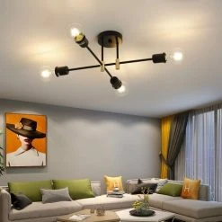 Promo 😉 HAZEL Lustre Vintage Industriel E27, Plafonnier Rétro Semi-Encastré Spoutnik, 4 Lumières Luminaire Plafond Métal Pour Salon, Chambre, Cuisine, Balcon, Salle à Manger (Noir) ❤️ 8 Promo 😉 HAZEL Lustre Vintage Industriel E27, Plafonnier Rétro Semi-Encastré Spoutnik, 4 Lumières Luminaire Plafond Métal Pour Salon, Chambre, Cuisine, Balcon, Salle à Manger (Noir) ❤️ -Suspension Soldes 64196341 4