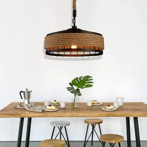 Vente flash ❤️ HAZEL Lampe Suspendue Vintage Corde Pendentif E27 Lustres Rétro Plafonnier Industriel En Fer Forgé Loft Plafond Lampe Suspendue Rustique Chanvre Corde Ronde Fer Cage Restaurant De Plafond 😍 3 Vente flash ❤️ HAZEL Lampe Suspendue Vintage Corde Pendentif E27 Lustres Rétro Plafonnier Industriel En Fer Forgé Loft Plafond Lampe Suspendue Rustique Chanvre Corde Ronde Fer Cage Restaurant De Plafond 😍 – Image 3