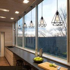 Acheter 🎁 KAEJYIUT Industriel Suspension Luminaire Rétro Lustre Plafonnier Vintage Noir Lampe Cage Éclairage De Plafond Abat-jour En Métal Pour Restaurant Salon Chambre Cuisine Bar Couloir (sans Ampoule) ⭐ -Suspension Soldes 64703932 3