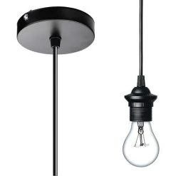 De gros 🧨 HABIENTôT Monture Suspension Cable Suspension Luminaire E27 Porte Lampe Suspension Suspendue Accessoires Avec 1m Câble Pour Bar Café Magasin De Vêtements Maison Hôtel (Noir)，Oi-FRIS 🌟 -Suspension Soldes 64705412 4