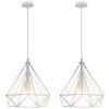 Top 10 ✨ IDEGU Lot De 2 Lustre Suspension Industrielle Plafonnier En Fer Forme Diamant Abat-Jour Luminaire 25cm - Blanc - Blanc ❤️