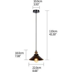 Sortie 😀 LINKLIFE™ Uspension Luminaire Industrielle Lustre Plafonnier Noir, Φ22 Cm Pour Ampoules E27 Lustre Plafonnier Vintage Culot Abat-jour En Métal Pour Salle à Manger Salon Cuisine Chambre Restaurant Café Et Bar ❤️ -Suspension Soldes 65848837 5