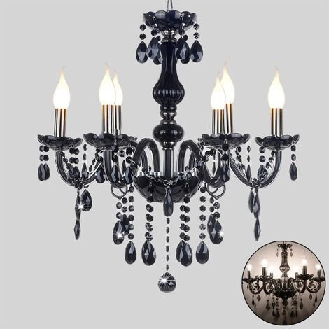 Acheter 😉 Froadp Lustres Ø55x60cm Cristal Lampe Suspension Vintage Lampe Pendentif Avec Perles En Cristal K9 Et Base E14(Noir, 6 Lumières) 🔔 1 Acheter 😉 Froadp Lustres Ø55x60cm Cristal Lampe Suspension Vintage Lampe Pendentif Avec Perles En Cristal K9 Et Base E14(Noir, 6 Lumières) 🔔
