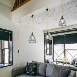 Grosses soldes ⌛ ENLENK Kit De Lampe à Suspension En Corde De Chanvre Vintage Avec Prise Interrupteur DIY Tête Unique Suspendue Câble De Lumière Corde E27 Prise Textile Cordon Décor Éclairage Pour Chambre Salon Cuisine (D) 👍 -Suspension Soldes 68693595 4