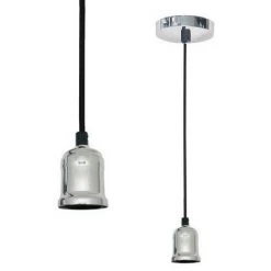 Meilleur prix 🧨 Suspension Ampoule E27 Argent Chromé - Argent,Chromé - SILAMP - Argent,Chromé ⭐