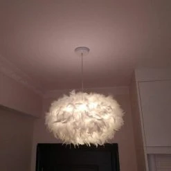 Promo ❤️ STOEX Lustre Suspension En Plumes Blanc E27 40W - Diamètre 45CM ✨