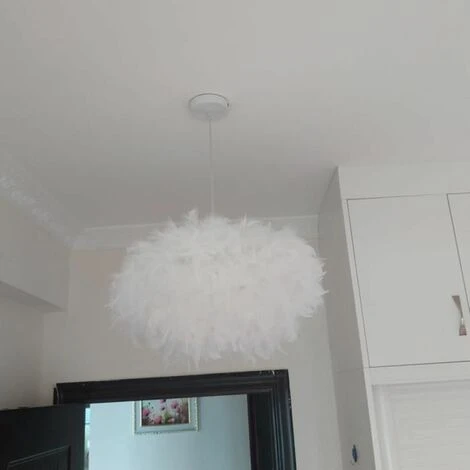 Promo ❤️ STOEX Lustre Suspension En Plumes Blanc E27 40W - Diamètre 45CM ✨ 2 Promo ❤️ STOEX Lustre Suspension En Plumes Blanc E27 40W - Diamètre 45CM ✨ – Image 2