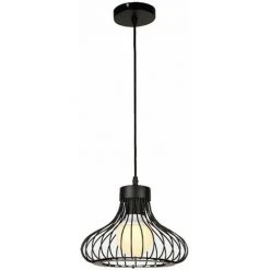 Budget ✨ STOEX Lustre Suspension Industrielle Rétro, Plafonnier En Fer Métal Cage Abat-Jour Luminaire 23cm Noir ⭐