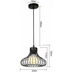 Budget ✨ STOEX Lustre Suspension Industrielle Rétro, Plafonnier En Fer Métal Cage Abat-Jour Luminaire 23cm Noir ⭐ -Suspension Soldes 9528405 4