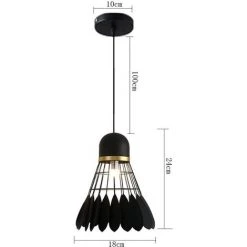 De gros ⭐ STOEX Suspension Vintage Industrielle En Métal, Lustre Abat-Jour En Forme Badminton Pour Chambre Salle à Manger Café, Noir 🛒 -Suspension Soldes 9528409 3