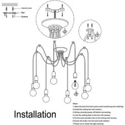 De gros 😀 STOEX Lustre Suspension Araignee E27 Douille Rétro Industriel Abat-jour Noir, DIY Ajustable Longueur (Non Ampoule) - 1.5m Fil, 3 Bras ⌛ -Suspension Soldes 9528425 5