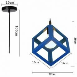 Sortie 👏 STOEX Lustre Suspension Contemporain En Cage Cube Carré Fer Luminaire E27 Salon Cuisine Chambre - Bleu 🎁 -Suspension Soldes 9685111 4