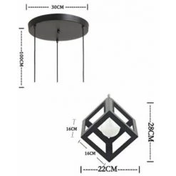 Vente flash 🎉 STOEX Lampe Suspensions Plafonnier Cube E27 Noir, Lustre Abat-jour Avec Douille Applique D'Eclairage Pour Salon Cuisine Bar 👏 -Suspension Soldes 9685116 4