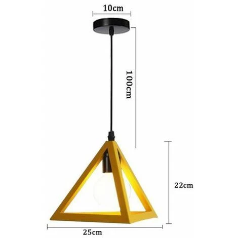 Budget 🎉 STOEX Suspension Luminaire Contemporain , Moderne Metal Cage Triangulaire , Lampe Suspension Industrielle LED E27 Luminaire - Jaune ⌛ 4 Budget 🎉 STOEX Suspension Luminaire Contemporain , Moderne Metal Cage Triangulaire , Lampe Suspension Industrielle LED E27 Luminaire - Jaune ⌛ – Image 4