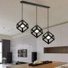 Meilleur prix 🔥 STOEX Lampe Suspensions Plafonnier Cube Luminaire 3 Lampes, Lustre Abat-jour Avec Douille Applique D'Eclairage E27 Noir ✨