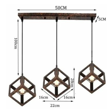 Coupon ✔️ STOEX Lustre Suspension Design Cube Métal Industriel Barre 3 Lampes Luminaire Intérieur Salle à Manger E27 Rouille 🎁 5 Coupon ✔️ STOEX Lustre Suspension Design Cube Métal Industriel Barre 3 Lampes Luminaire Intérieur Salle à Manger E27 Rouille 🎁 – Image 5