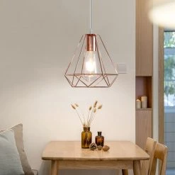 Top 10 🌟 STOEX Lampe Suspension Cage Forme Diamant Contemporain Lustre Abat-jour Or Rose Pour Salon Cuisine Salle à Manger 😀 -Suspension Soldes 9685135 2
