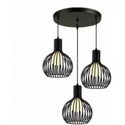 Meilleure affaire 😍 STOEX Suspensions Industrielle Cage Fer ,Lustre Abat-Jour Corde Ajustable Luminaire Lustre En Fer Salle à Manger,Bar,Chambre ⌛