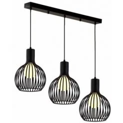 Acheter 🔥 STOEX Suspensions Industrielle Cage Fer ,Lustre Abat-Jour Corde Ajustable 3 Luminaire Lustre En Fer Salle à Manger,Bar,Chambre ⌛