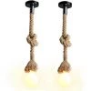 Grosses soldes 🎁 STOEX Lot De 2 Suspension En Corde De Chanvre Rétro 1M Vintage Style Rustique Luminaire Pour Restaurant Bar Cafe Lighting 🔥