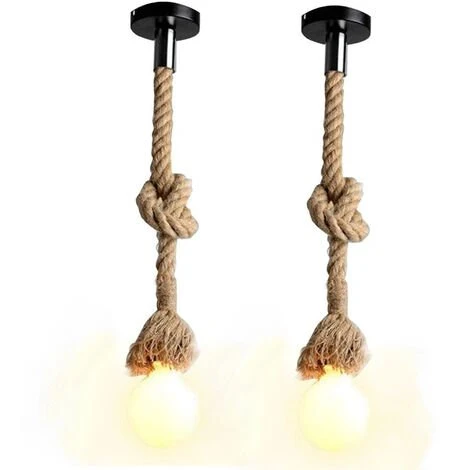 Grosses soldes 🎁 STOEX Lot De 2 Suspension En Corde De Chanvre Rétro 1M Vintage Style Rustique Luminaire Pour Restaurant Bar Cafe Lighting 🔥 1 Grosses soldes 🎁 STOEX Lot De 2 Suspension En Corde De Chanvre Rétro 1M Vintage Style Rustique Luminaire Pour Restaurant Bar Cafe Lighting 🔥