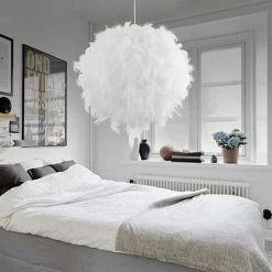 Tout neuf ❤️ STOEX Lustre Suspension En Plumes 30 Cm E27 40W Blanc Pour Chambre Cadeau D'enfant 🔥 -Suspension Soldes 9838666 3