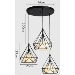 Offres ✨ STOEX Suspension Cage Forme Diamant Contemporain 25cm Corde Ajustable Luminaire Lustre En Fer Salle à Manger,Bar,Chambre - B 🧨 -Suspension Soldes 9838676 5