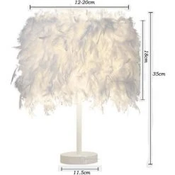 De gros 🔥 STOEX Lustre Suspension Abat-jour Lampe Plumes 30 Cm + Lampe De Table En Plumes Blanc 20cm ⭐ -Suspension Soldes 9838679 5