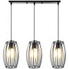 Promo 🎁 STOEX Lustre Suspension Industrielle Cage Forme Tambour Noir 3 Lampes Et Barre Contemporain Corde Ajustable Luminaire Pour Cuisine, Couloir,Salle à Manger, Bar 🥰