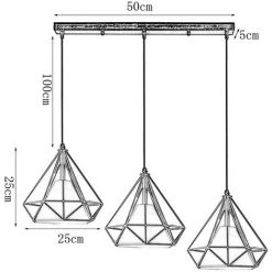 De gros 🌟 STOEX Suspension Luminaire Cage Forme Diamant Contemporain, Lustre Lampe Plafonnier Corde Ajustable Pour Cuisine, Couloir,Salle à Manger, Salon, Chambre D'enfants Et De Restaurant, E27 Jaune 🌟 -Suspension Soldes 9838728 5