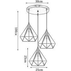 Meilleure affaire ⭐ STOEX Lustre Suspension Luminaire Industrielle Cage Forme Diamant Contemporain 25cm E27 (3 Couleur, Noir Doré Café) ⌛ -Suspension Soldes 9838731 5