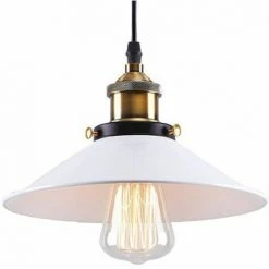 Meilleure affaire 😀 STOEX 26cm Rétro Lustres Suspensions Industriel Créative Vintage Abat-Jour En Fer Restaurant Bar Décoration Blanc 🔔